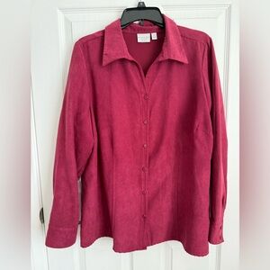 Sonoma Women's Suede-Look Button Front Jacket in Berry